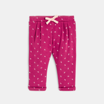 بنطلون صوف بنفسجي مزين بالزهور للفتيات الصغيرات